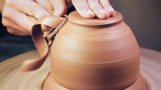 Teaching pottery with wheel and handcraft with mud in Richmondhill